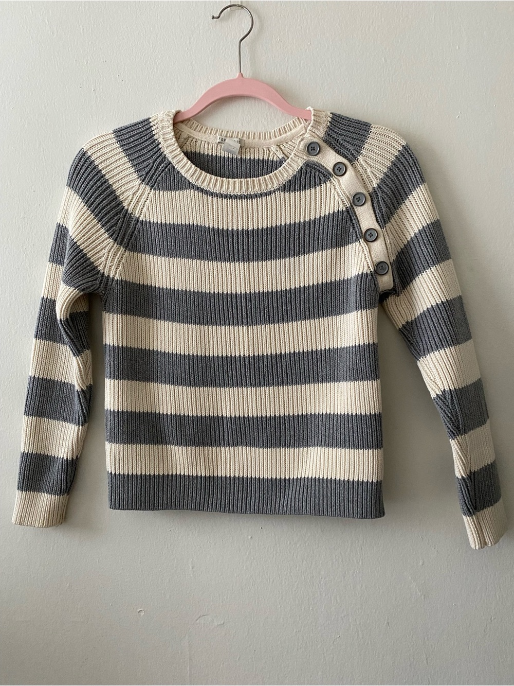 Forever 21 Striped Button-Detail Knit Sweater
- Cream & Gray -S